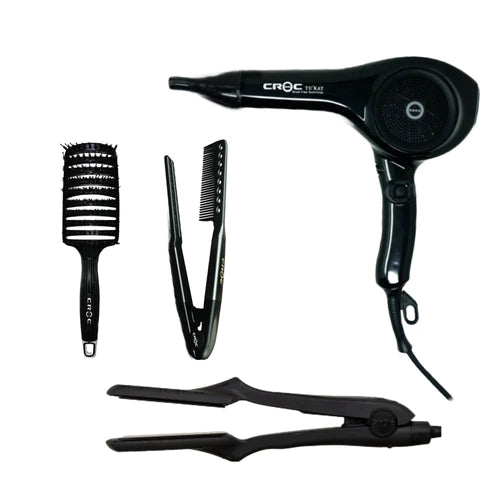 Croc Professional 4pc Ultimate Styling Value Set (Flat Iron, Hair